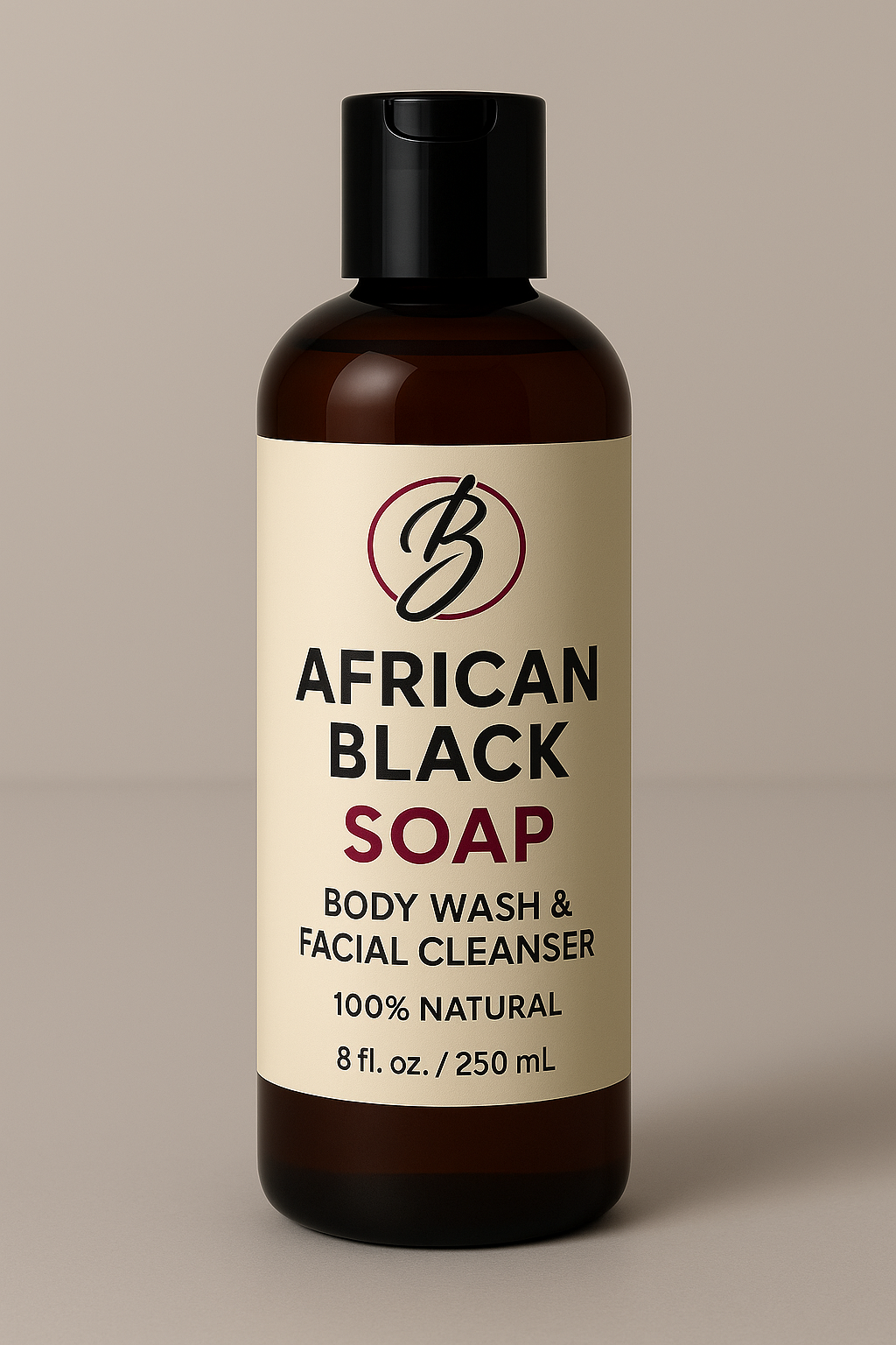 African Black Soap Body Wash & Facial Cleanser (250ml)